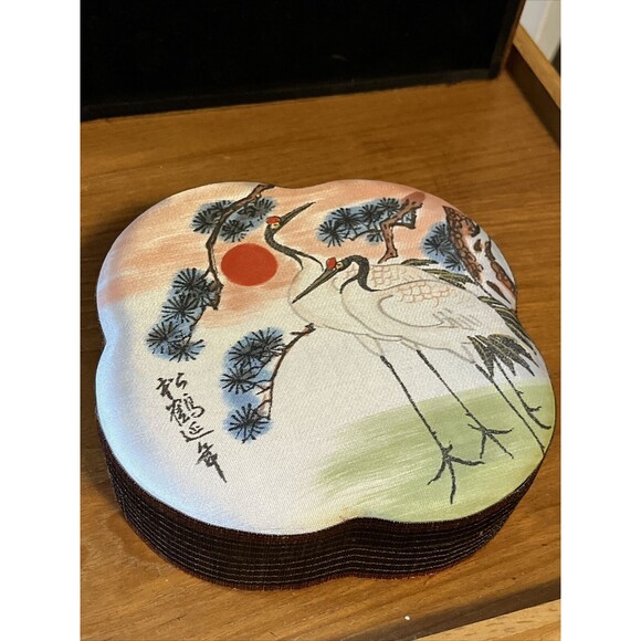 Vintage Silky Fabric Jewelry Sewing Trinket Box Birds - Picture 4 of 7